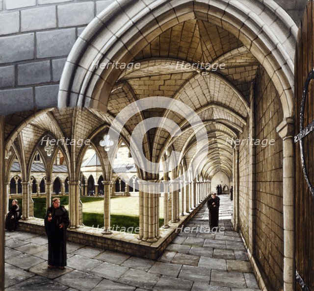 Cloister at St Augustine's Abbey, c13th century, (c1990-2010). Artist: Peter Urmston.
