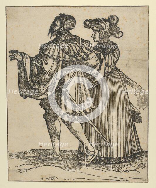 Couple Walking to the Left (VI), from The Wedding Dancers (restrike). Creator: Hans Schäufelein the Elder.