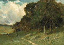 Untitled (man on path with trees in background), 1882. Creator: Edward Mitchell Bannister.