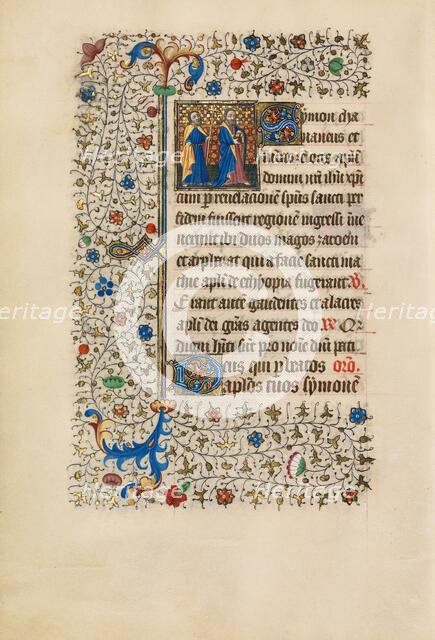 Saints Simon and Judas with a Cross and a Book; Book of Hours, about 1440-1450. Creator: Workshop of the Bedford Master.