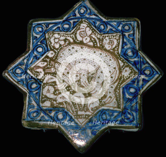 Small tile with a spotted hyena or bear, 13th century. Artist: Unknown