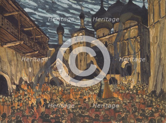 Stage design for the opera The Maid of Pskov by N. Rimsky-Korsakov. Artist: Golovin, Alexander Yakovlevich (1863-1930)