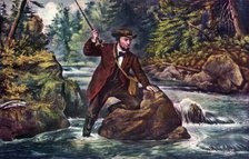 'Brook Trout Fishing', 1862.Artist: Currier and Ives