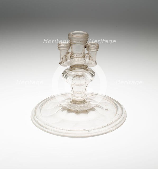 Candlestick with Three Nozzles, Bohemia, 18th century. Creator: Bohemia Glass.