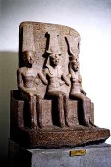 Ramses II (1301 - 1235 BC), pharaoh of the XIX Dynasty. Ramses II sculpture with God Amon and God…