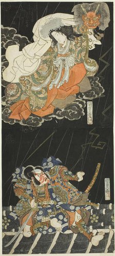 The actors Ichikawa Danjuro VII as Watanabe no Tsuna and Segawa Kikunojo V as the female...,1833. Creator: Utagawa Kunisada.
