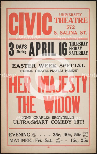 Her Majesty the Widow, Syracuse, NY, 1936. Creator: Unknown.