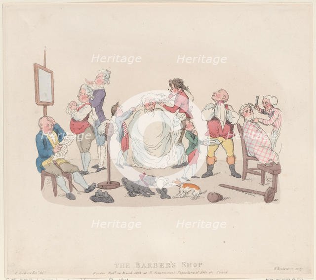 The Barber's Shop, March 20, 1803., March 20, 1803. Creator: Thomas Rowlandson.