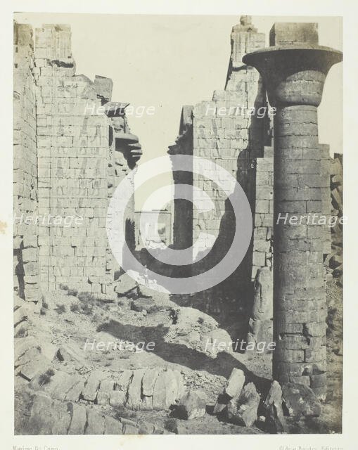 Palais de Karnak, Cour des Bubastites et Entrée Principale de la Salle Hypostyle; Thèbes, 1849/51. Creator: Maxime du Camp.