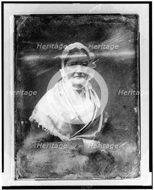 Mary Woodburn Greeley, half-length portrait of a woman, slightly to the..., between 1844 and 1860. Creator: Mathew Brady.