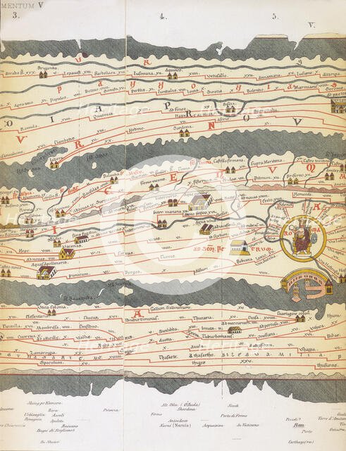 Rome and its roads, from the Peutinger table, 19th-century copy?  Creator: Unknown.