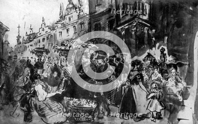 'A Street in Alsace', 19th century, (1930).Artist: Constantin Guys