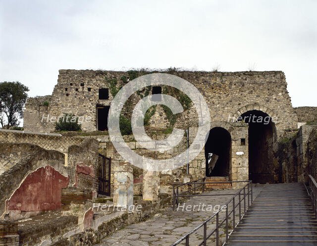 Marina Gate, western limit of the city on the Via Marina, Pompeii, Italy, 2002. Creator: LTL.