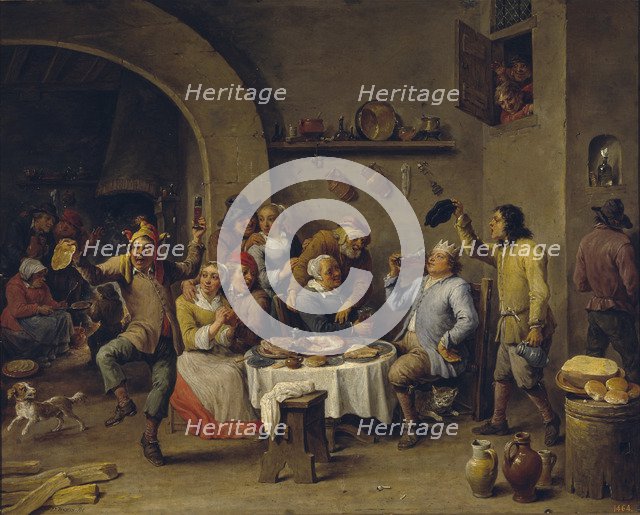 Twelfth Night party, 1650-1660. Artist: Teniers, David, the Younger (1610-1690)