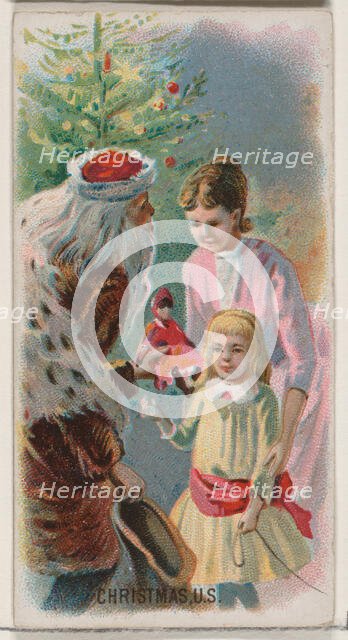 Christmas, United States, from the Holidays series (N80) for Duke brand cigarettes, 1890., 1890. Creator: George S. Harris & Sons.