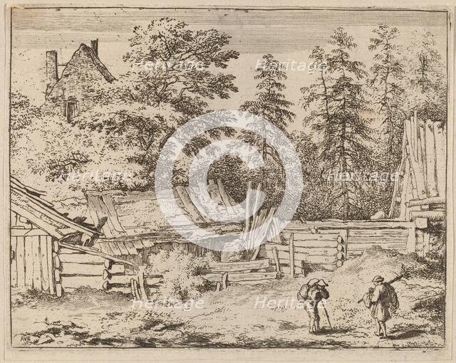 Three Cottages, probably c. 1645/1656. Creator: Allart van Everdingen.