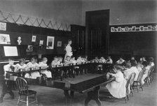 Washington, D.C. public schools - 5th Division class playing with blocks, (1899?). Creator: Frances Benjamin Johnston.