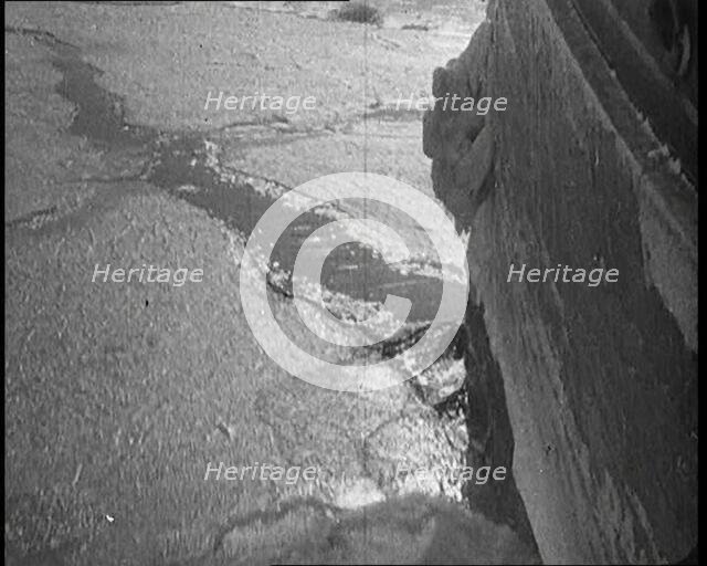 Sir Ernest Shackleton's Expedition Ship Cutting Through Sea Ice, 1922. Creator: British Pathe Ltd.
