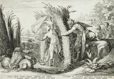Pan Pursuing Syrinx, Who Is Changed into a Reed, published 1589. Creator: Hendrik Goltzius.