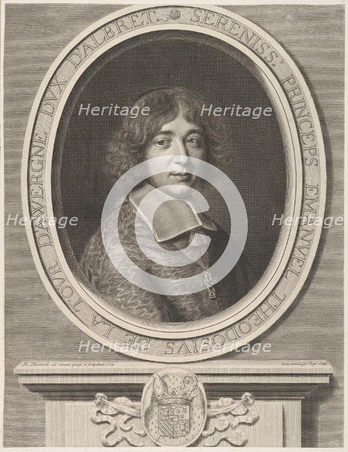 Emmanuel-Théodose de La Tour d'Auvergne, Le Cardinal de Bouillon, 1668. Creator: Robert Nanteuil.