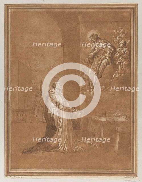 Madonna and child appearing before a kneeling saint, after Bernardino Poccetti, ca. 1766. Creator: Andrea Scacciati.