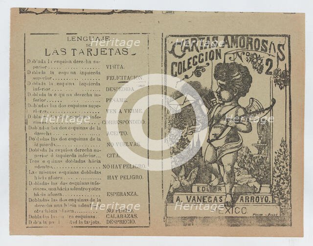 Front and back covers printed on the same sheet for a collection of love letters ..., ca. 1900-1910. Creator: José Guadalupe Posada.