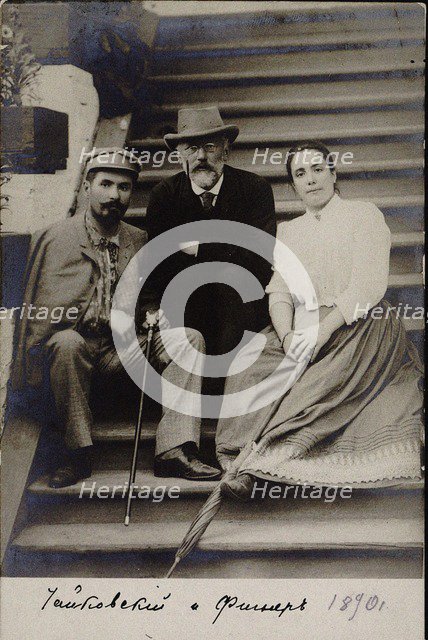 Pyotr Ilyich Tchaikovsky visiting Nikolay and Medea Figner, 1890.