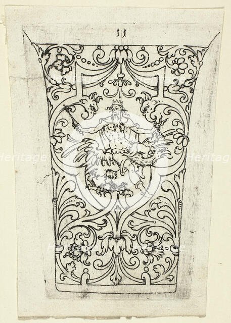 Plate 11, from twenty ornamental designs for goblets and beakers, 1604. Creator: Master AP.