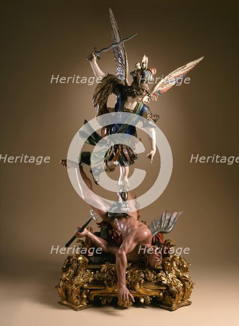 Saint Michael Casting Satan into Hell, 1705. Creators: Lorenzo Vaccaro, Francesco Picano.