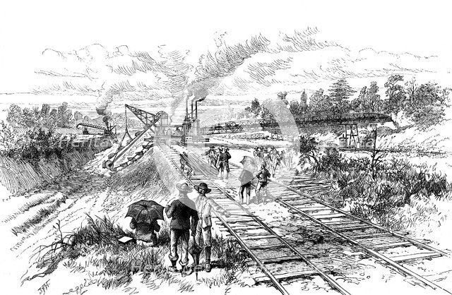 Excavating the Panama Canal, 1888. Artist: Unknown
