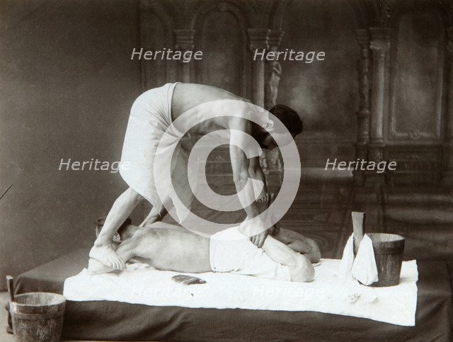 'The Oriental bath. Massage', 1880s. Artist: Dmitri Ivanovich Yermakov