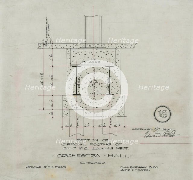 Orchestra Hall, Chicago, Illinois, Detail Drawings, 1905-1907, 1910. Creator: Daniel Burnham.