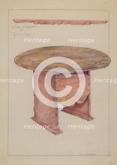 Table Hutch Bench or Chair Combination, c. 1937. Creator: Rosa Burger.