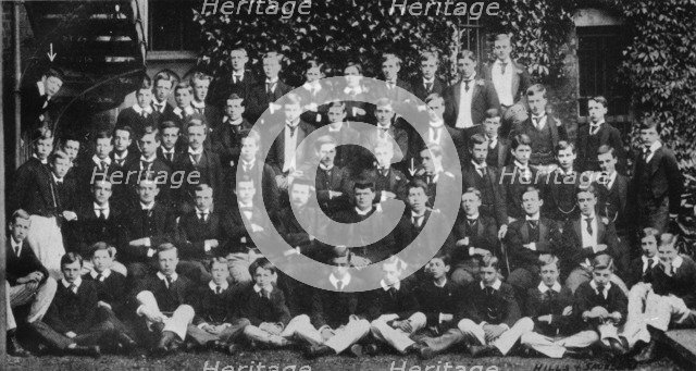 Winston Churchill in a group photograph at Harrow School, c1889, (1945). Artist: Unknown.