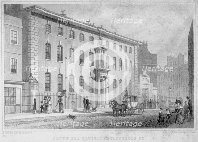 South Sea House, Threadneedle Street, City of London, 1830.                                          Artist: A Cruse
