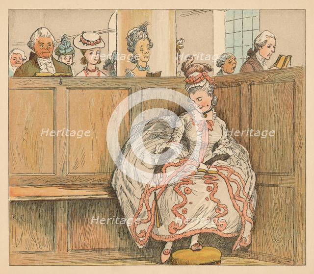 'She never slumber'd in her pew', c1885, (1934). Creator: Randolph Caldecott.