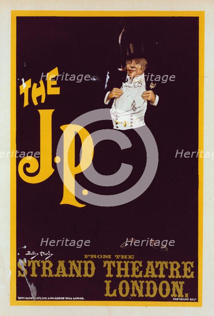 Affiche anglaise "The J. P." pour le Strand Théâtre de Londres, c1899. Creator: Dudley Hardy.