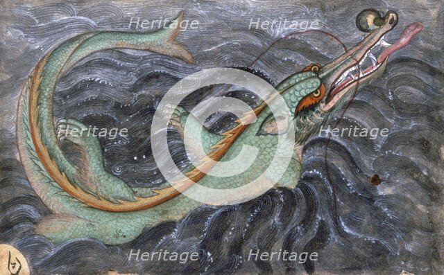 Indian crocodile or gharial, 1590.  Creator: Sarwan.