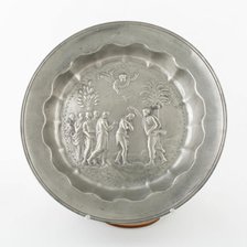 Alms Dish with Baptism of Christ, Netherlands, c. 1800. Creator: Unknown.