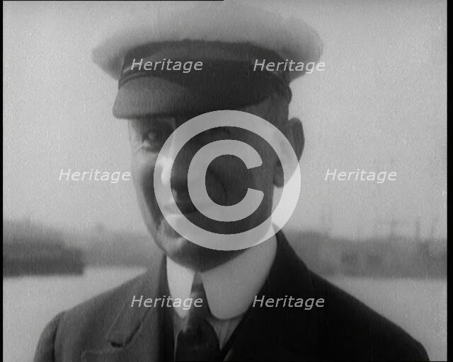 Italian Senator Guglielmo Marconi Standing on the Stern of a Ship, 1920. Creator: British Pathe Ltd.