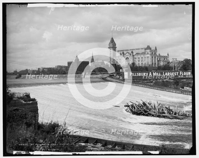 St. Anthony's Falls and mills, Minneapolis, Minn., c1905. Creator: Unknown.