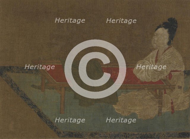 Girl seated at an embroidery frame, Ming dynasty, 15th century. Creator: Unknown.