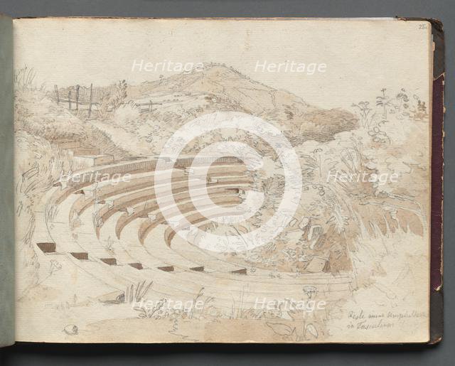 Album with Views of Rome and Surroundings, Landscape Studies, page 25a: Amphitheater, Tusculum. Creator: Franz Johann Heinrich Nadorp (German, 1794-1876).