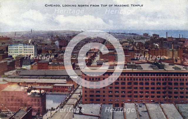 Chicago looking north from the top of the Masonic Temple, Illinois, USA, 1910. Artist: Unknown