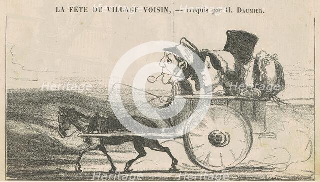 A la campagne, pas de grèves de cochers ... (recto); Villageois économies se... (verso), 19th cent. Creator: Honore Daumier.