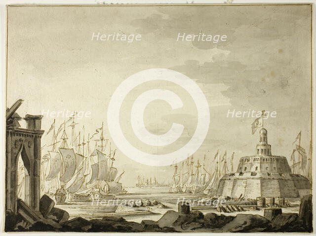 Malta, Harbor of Valletta, 1695. Creators: Abraham Storck, Willem Schellinks.