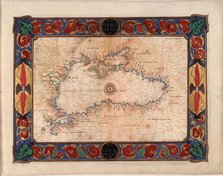 Map of the Black Sea including part of present-day Romania, Bulgaria, Turkey, Ukraine, and Russia, c Creator: Agnese, Battista (c. 1500-1564).