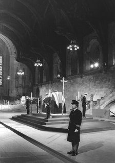 Sir Winston Churchill lying in state, Westminster Hall, London, January 1965. Artist: Unknown