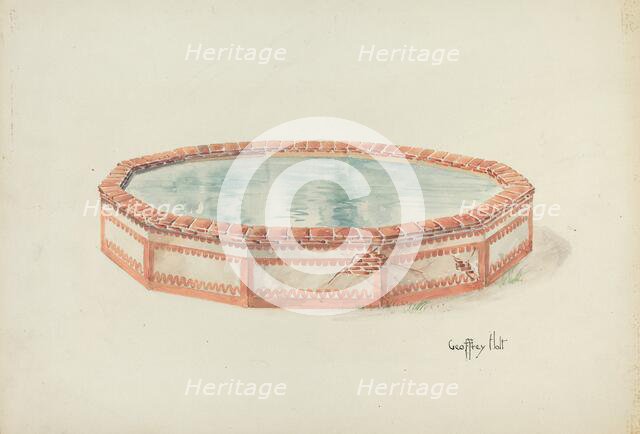 Mission Fountain, c. 1937. Creator: Geoffrey Holt.