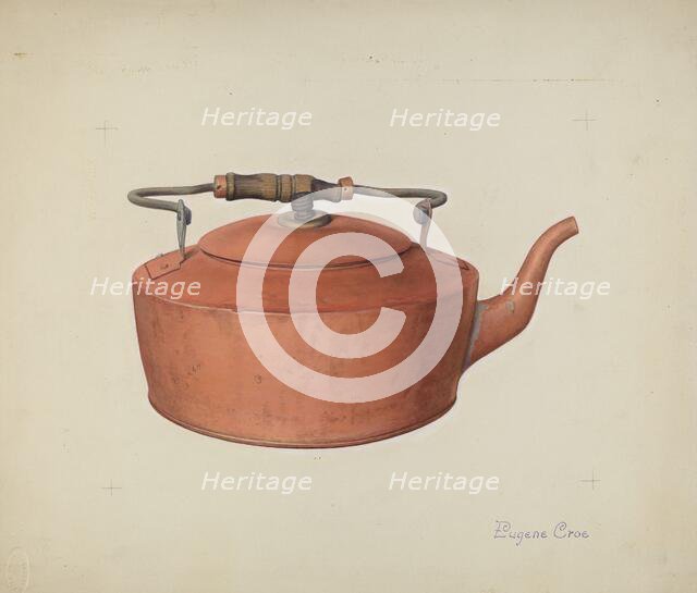Copper Tea Kettle, c. 1939. Creator: Eugene Croe.